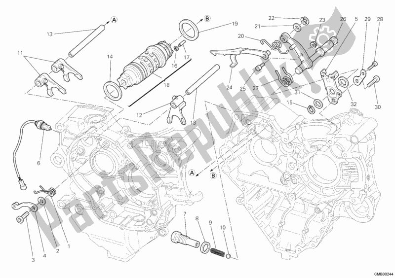 All parts for the Gear Change Mechanism of the Ducati Diavel Carbon USA 1200 2011